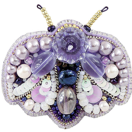 Beadwork kit for creating broоch "Purple Bug"