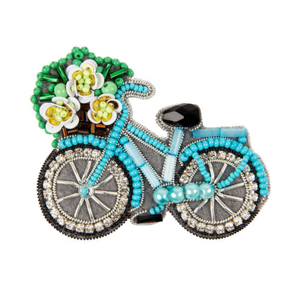 Beadwork kit for creating broоch "A bike"