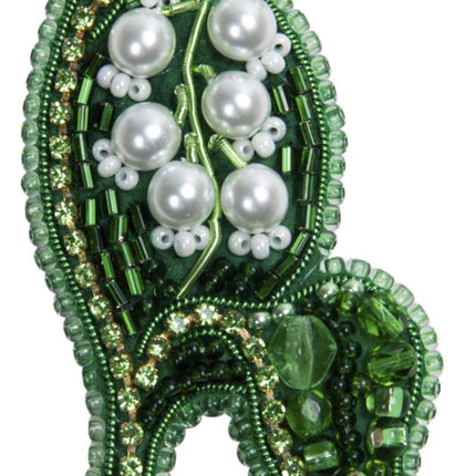 Beadwork kit for creating broоch "Lily of the valley"