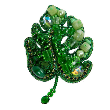 Beadwork kit for creating broоch "Monstera"