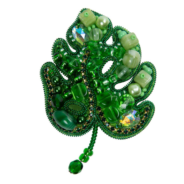 Beadwork kit for creating broоch "Monstera"