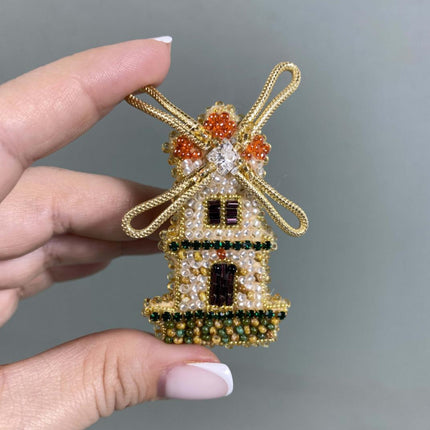 Beadwork kit for creating broоch "Mill"