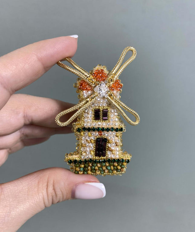 Beadwork kit for creating broоch "Mill"