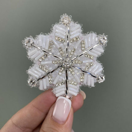 Beadwork kit for creating broоch "Snowflake"