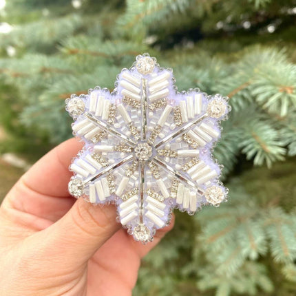 Beadwork kit for creating broоch "Snowflake"