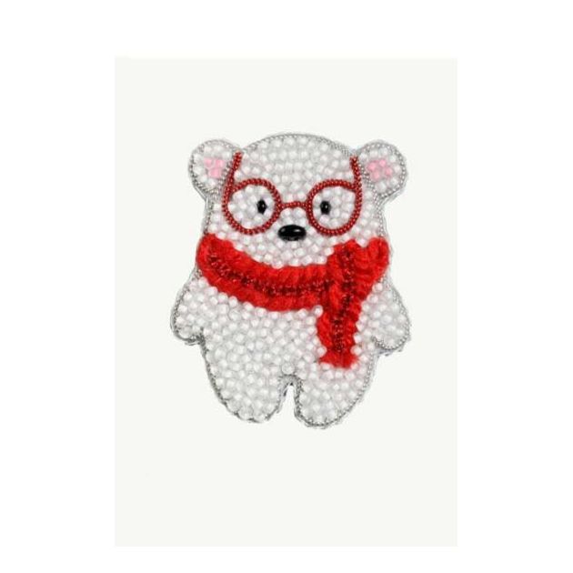 Beadwork kit for creating broоch "Polar Bear"