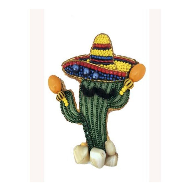 Beadwork kit for creating broоch "Cheerful cactus"
