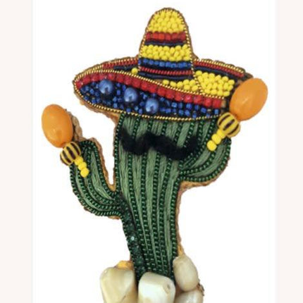 Beadwork kit for creating broоch "Cheerful cactus"