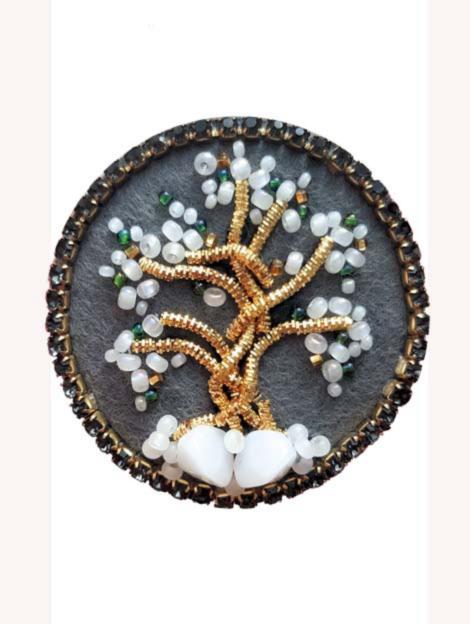 Beadwork kit for creating broоch "Tree of happiness"