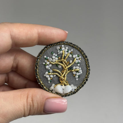 Beadwork kit for creating broоch "Tree of happiness"