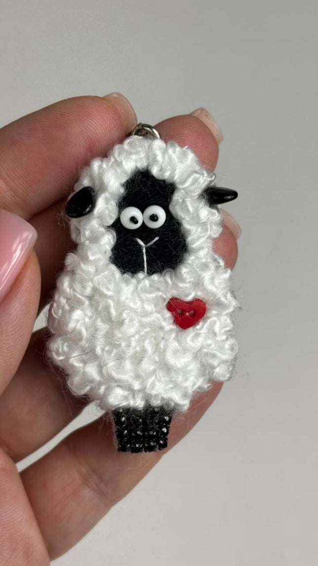 Beadwork kit for creating broоch "Sheep"