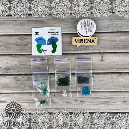 Beadwork kit for creating broоch "Cornflower"