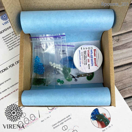 Beadwork kit for creating broоch "Cornflower"