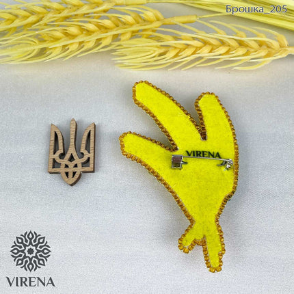 Beadwork kit for creating broоch "Blue-yellow spikelets"