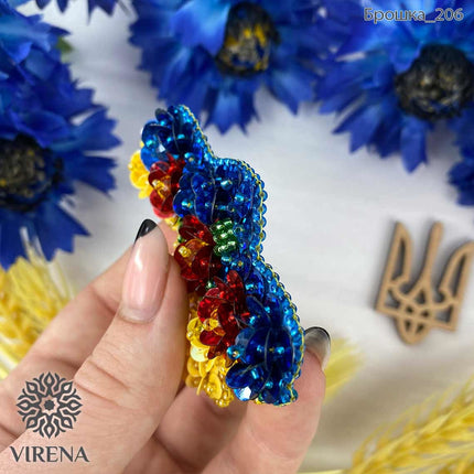 Beadwork kit for creating broоch "Ukraine"