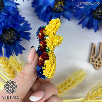 Beadwork kit for creating broоch "Ukraine"