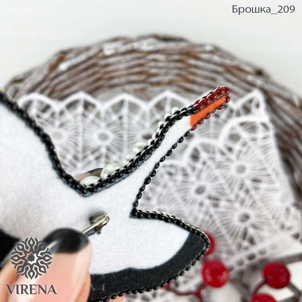 Beadwork kit for creating broоch "Stork"