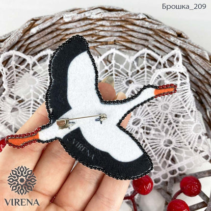 Beadwork kit for creating broоch "Stork"