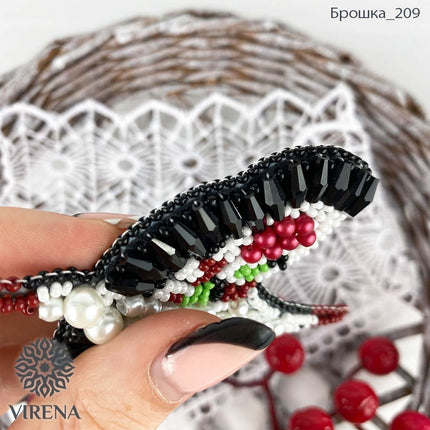 Beadwork kit for creating broоch "Stork"