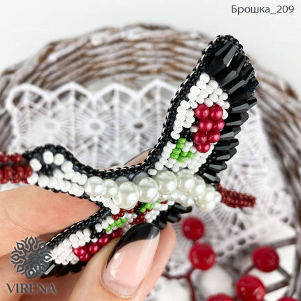 Beadwork kit for creating broоch "Stork"
