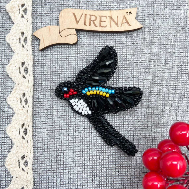 Beadwork kit for creating broоch "Swallow"