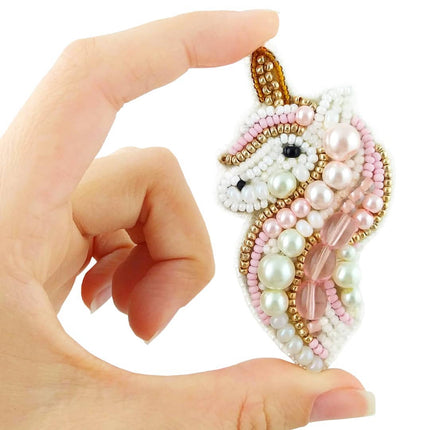 Beadwork kit for creating broоch "Unicorn"