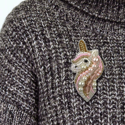 Beadwork kit for creating broоch "Unicorn"