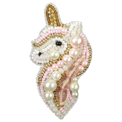 Beadwork kit for creating broоch "Unicorn"