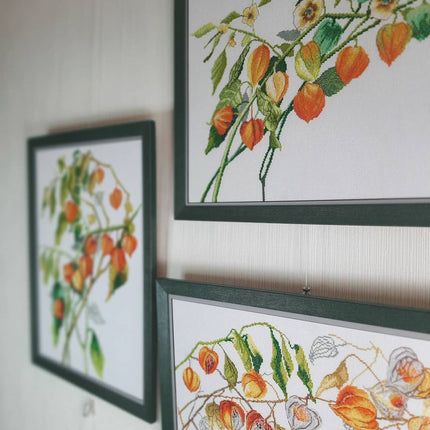 DIY Counted Cross Stitch Pillow Kit "Physalis"