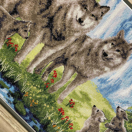 DIY Counted Cross Stitch Kit "Wolf family"