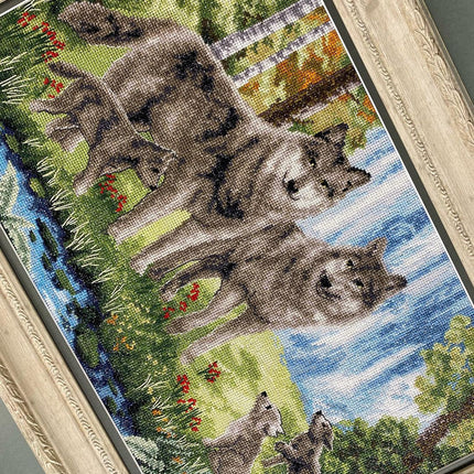 DIY Counted Cross Stitch Kit "Wolf family"