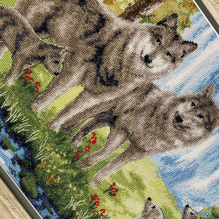 DIY Counted Cross Stitch Kit "Wolf family"