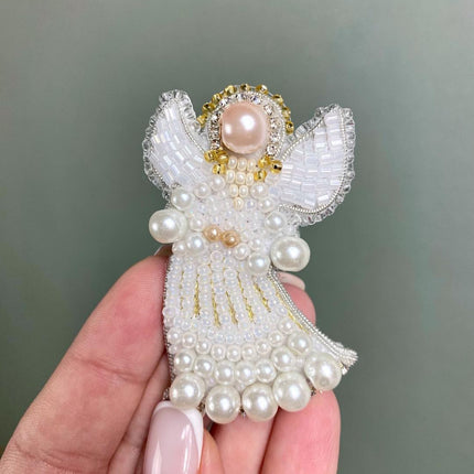 Beadwork kit for creating broоch "Angel"