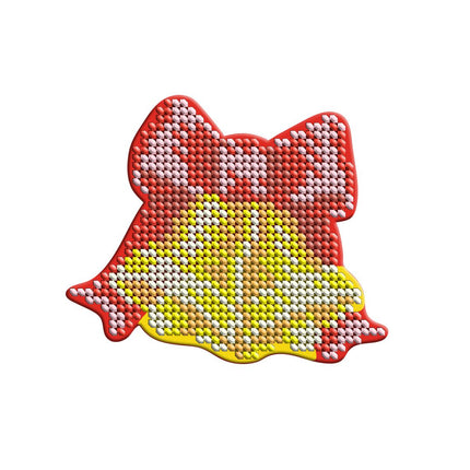 Beadwork kit for creating broоch "Bells with Red Ribbon"