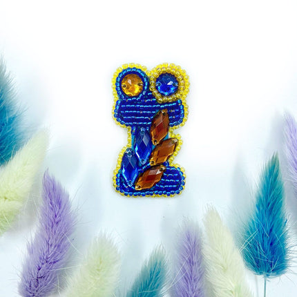 Beadwork kit for creating broоch "Frog"