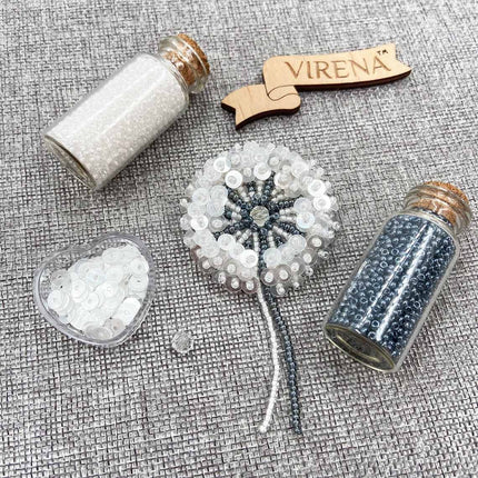 Beadwork kit for creating broоch "Dandelion"