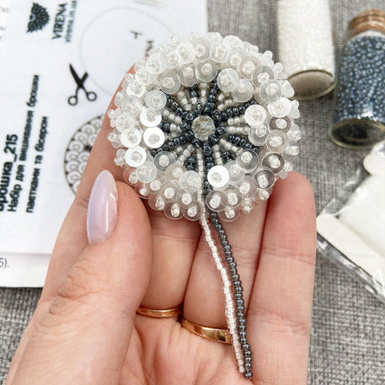Beadwork kit for creating broоch "Dandelion"