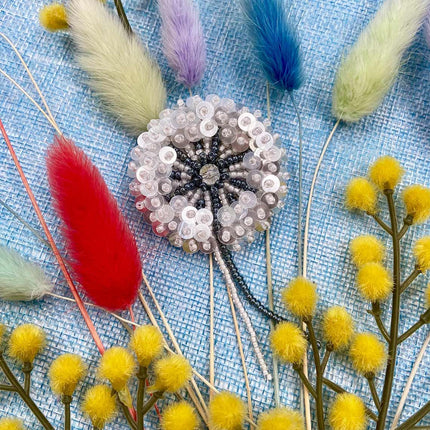 Beadwork kit for creating broоch "Dandelion"