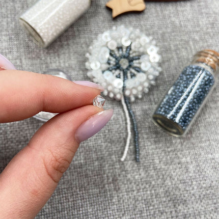 Beadwork kit for creating broоch "Dandelion"