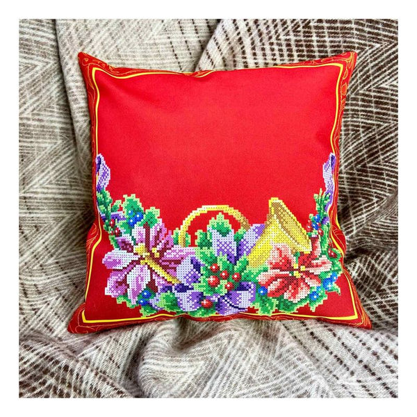 DIY Bead embroidery cushion cover kit "Christmas Flower"