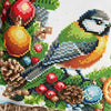 DIY Bead embroidery cushion cover kit "Christmas wreath with a bird"