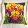 DIY Bead embroidery cushion cover kit "Yellow-purple irises"