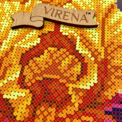 DIY Bead embroidery cushion cover kit "Yellow-purple irises"