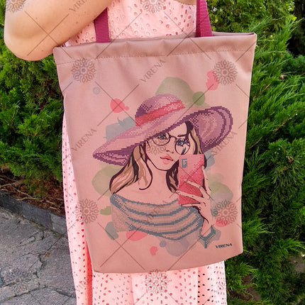 DIY kit for shopper bag kit "Girl in a hat"