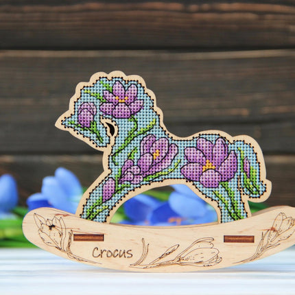 🎠 DIY Counted Cross Stitch Kit Rocking Horse "Crocus"