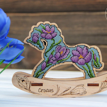 🎠 DIY Counted Cross Stitch Kit Rocking Horse "Crocus"