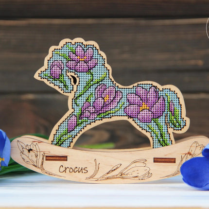🎠 DIY Counted Cross Stitch Kit Rocking Horse "Crocus"
