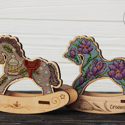 🎠 DIY Counted Cross Stitch Kit Rocking Horse "Crocus"