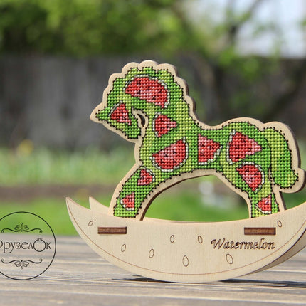 🎠 DIY Counted Cross Stitch Kit Rocking Horse "Watermelon"