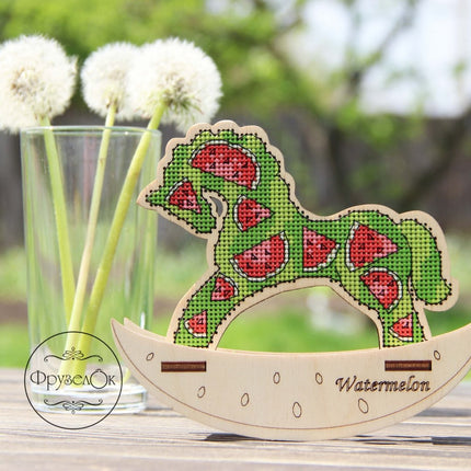 🎠 DIY Counted Cross Stitch Kit Rocking Horse "Watermelon"